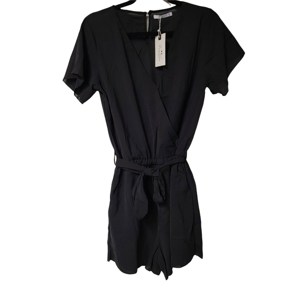 Black‎ Romper Belted Lightweight SMALL  REORIA